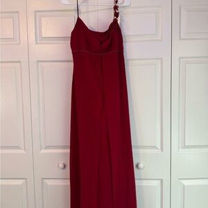 David's Bridal Red Spaghetti Strap Bridesmaid Dress